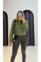 Brown Green Gold Button Detailed Cardigan - 4