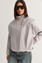 Women's Stone High Collar Metal Button Detailed Lined Short Trench Coat 2815 60286458