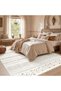 Kotelid Rectangular Polyester Beige Carpet Large Machine Made Non Slip Washable Area Rug - 6