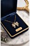Gold Color Bow Model Baguette Top Chain Steel Necklace - 4
