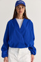 Women's Saks Double Breasted Collar Pocket Detailed Lined Elastic Wrap Closure Short Trench Coat 2845 60286507 - 2