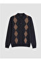 Southblue polo collar baklava patterned men's knit sweater - 8