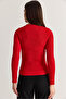Women's Red Gold Accessory Double Breasted Collar Low-Cut Detailed Knitted Blouse 401-4 60286496 - 7
