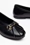 Large Size Women's Ballerinas with Black Round Toe Buckle - 2