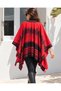 Choose Your Style Crow's Feet Patterned Red Tasseled Square Poncho Winter Soft Fleece 150 X 150 cm - 2