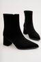 Sueded Leather Material with Pointed Toe, Side Zipper, Heel, Women's Boots - 4