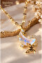 316L Steel Gold Color Butterfly Moon Crescent Model Tarnish Resistant Necklace