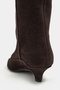 Ravena Bitter Brown Genuine Suede Leather Pointed Toe Kitten Heel Women's Boots - 8