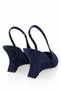 Navy Blue Wedge Heel Open Back Shoes 26198 - 5