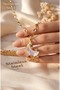 316L Steel Gold Color Butterfly Moon Crescent Model Tarnish Resistant Necklace - 3