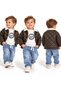 Boy's 3-Piece Set Quilted Coat Printed Sweatshirt Elastic Waist Jeans Pants 2-5 Years - 2