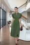 Green Hakim Collar Waist-Slit Dress - 2