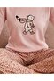 Women's Long Sleeve Crew Neck Polar Bear Printed Floral Pattern Waffle Fabric 100% Cotton Pajama Set - 3