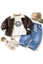 Boy's 3-Piece Set Quilted Coat Printed Sweatshirt Elastic Waist Jeans Pants 2-5 Years - 3