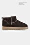 Mary Bitter Brown Genuine Suede Leather Flat Sole Women's Short Boots with Fur Inside - 2