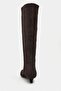 Mirel Bitter Brown Genuine Suede Leather Pointed Toe Kitten Heel Women's Boots - 6