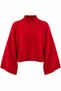 Half Fisherman Bat Sleeve Oversize Red Knit Sweater