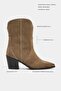 Argus Rome Beige Genuine Suede Leather Pointed Toe Thick Heel Women's Cowboy Boots - 3