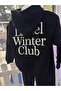 Unisex Black Hooded Sweatshirt and Sweatpants Oversize 3 Thread Non-Threaded Sportswear Two-Piece Set - 2