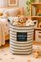 Foldable Canvas Fabric Laundry Basket 35X35X45 cm Toy and Dirty Laundry Basket Home Organizer