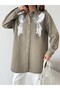Women's Front Beaded Embroidered Denim Oversize Shirt - 6