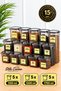 15-Piece Square Food Storage Container Set 5X(0.55-1.2-1.7 Liter) Dowry Set with Label and Gift