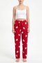 Women's 2-Piece Suede Fabric Patterned Pajama Bottoms Red Yellow - 2