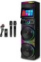 Party Bluetooth Speaker with Built-in Smart Screen (Android System), 2 Wireless Microphones, and Interactive Lighting (GD-1417)