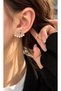 Women's Earrings with Heart and Pearl Detail – Steel Ear Jacket Women's Earrings