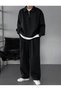 Black High-Neck Oversize Wide-Leg Bottom and Top Tracksuit Set