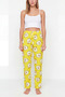 Women's 2-Piece Suede Fabric Patterned Pajama Bottoms Red Yellow - 4