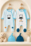 Zebra Patterned 100% Cotton Baby Romper Set with Hat and Booties - 4 Pieces