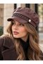 Women's Leather Cap Hat Winter Captain Hat