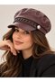 Women's Leather Cap Hat Winter Captain Hat - 4