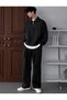 Black High-Neck Oversize Wide-Leg Bottom and Top Tracksuit Set - 3