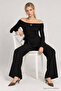 Open Shoulder Tie-Up Modal Suit Lby0105 Black - 2