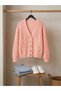 Women's Braided V-Neck Buttoned Cardigan - 5