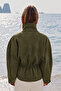Imported Soft Textured Model Suede Jacket with Standing Collar and Belt Detail - 2