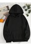 Black Women's Hooded Oversize Sweatshirt with Wing Stone Print on the Back - 2
