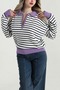 Striped Collar Women's Knitwear Sweater