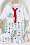 Baby Boy 100% Cotton Sailor Collar Whale Patterned Hat and Glove Jumpsuit Set - 2