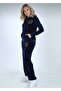 Women's Stoned Wide-Leg Velvet Tracksuit Set