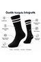 Black Socks with White Stripes, 3-Piece Set, Unisex, Long Socks, Casual, Sporty, Comfortable, College Style Sock Set, Maripos. - 2