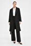 Black Belted Long Trench Coat - 2