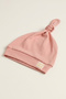 Interlock Cute Bear Embroidered 0-6 Months Top-Tie Knotted 100% Cotton Baby Beanie Hat - 2