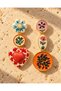 Flora Flower and Heart Figured Asymmetric Dangle Earrings - 3