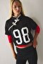 Oversized Stand Collar Printed Short Sleeve T-Shirt I9592Ax26Au