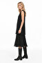 Black Round Neck Midi Dress - 2