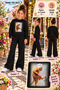 Winter, Spring, and Autumn Girls' Black Spanish Flared Bottoms and Black Sweat Top - 2