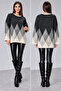 Women's Diamond Patterned Soft Textured Knitwear Sweater - 2